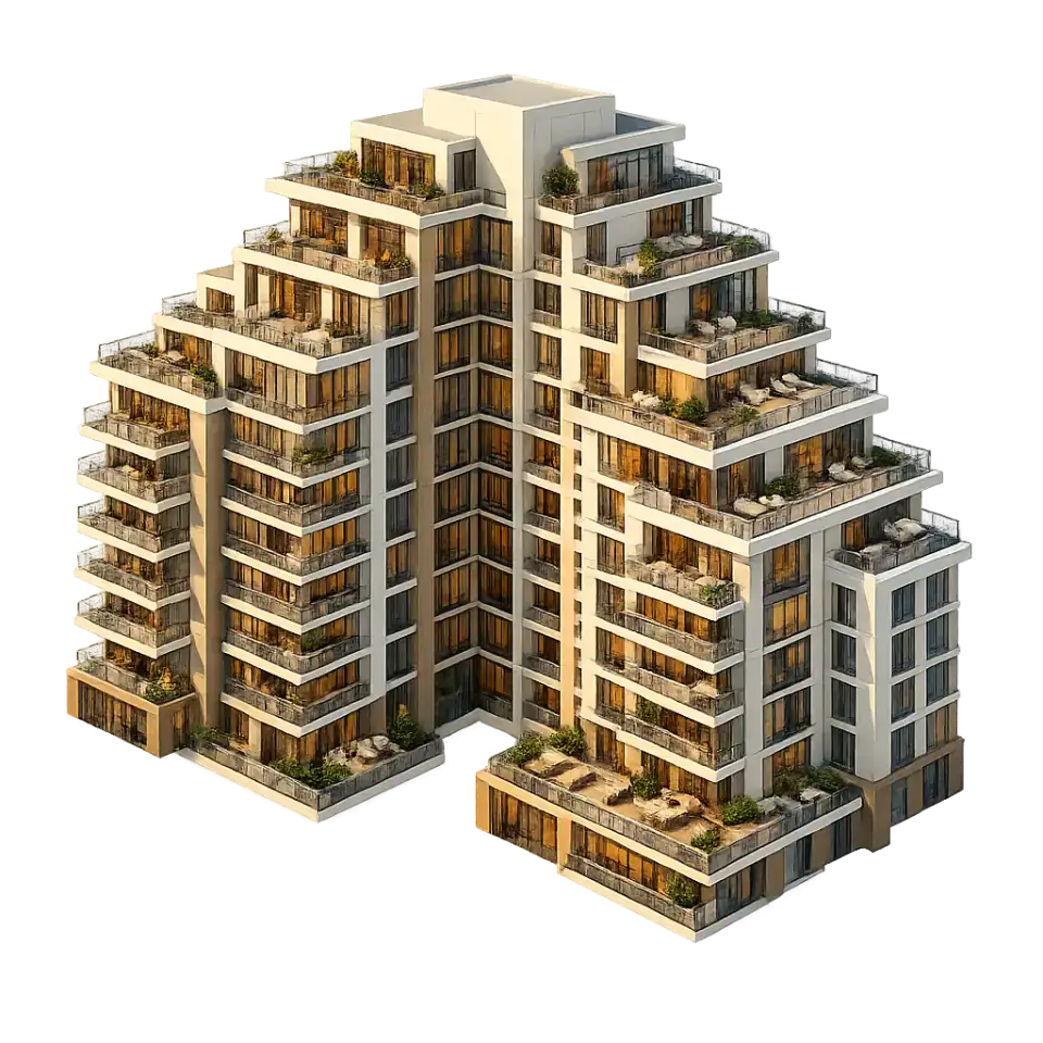 Godrej Vanantara three-quarter aerial of the 36-acre, 18-tower apartment township at Dinnepalya, Bannerghatta Road